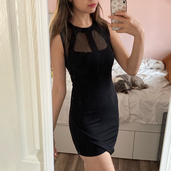 Size small -Black mini bodycon mesh dress - Picture 2 of 4